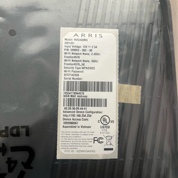 Arris Wireless Internet Modem-Black-Model NVG468MQ-Electronics-2021 - Picture 2 of 9